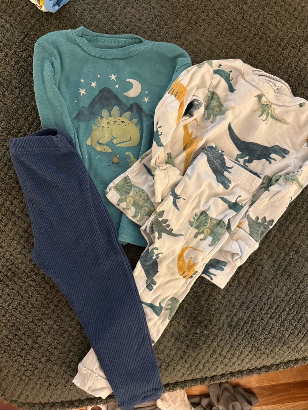 Carter's Teal, Navy & White Dinosaur Pajama Set